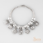 Sterling Silver Siesta Bracelet with mini quilt block charms and beads